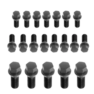 Universal (12 x 1.5, 27mm Length) (20 Lug Bolt Set) (Black)