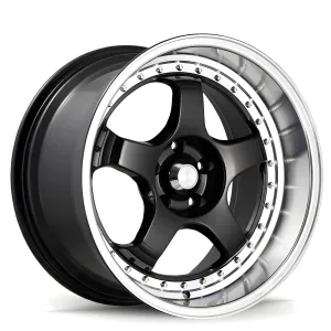 Universal (18x8, 5x114.3, 35mm, Black With Machined Lip)